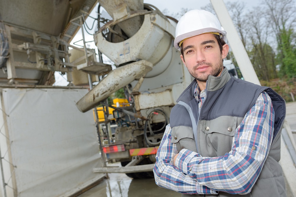 worker and a mixer